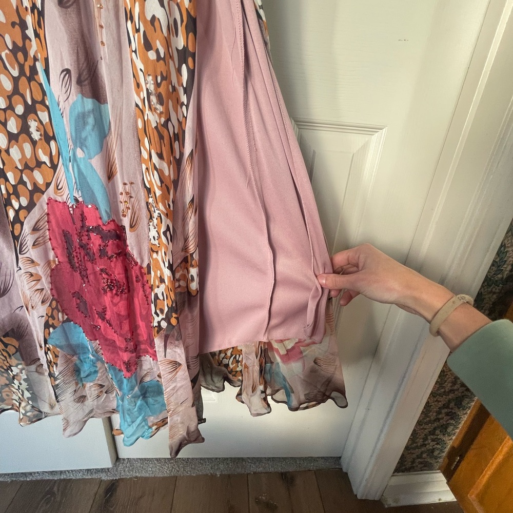 Nina Austin Pink and Purple Maxi Sundress with Ruched Tiered Design for Cocktail - Picture 7 of 10